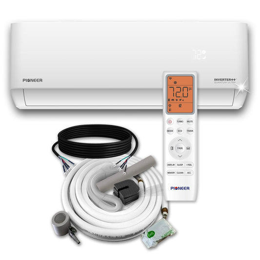 Pioneer Multi Zone 12,000 BTU Quantum Ultra Wall-Mounted Indoor Section Ductless Mini-Split Wi-Fi Inverter++ Air Conditioner Heat Pump 230V - WT012GLSI24HLG-10S